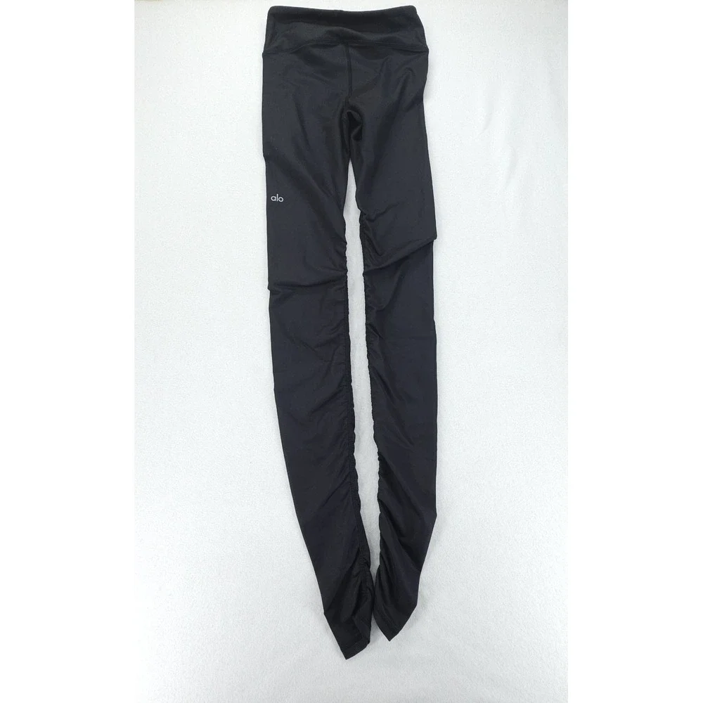 Alo Yoga Leggings Womens XS Black Goddess Over Heel Yoga Pants Athletic Stretch